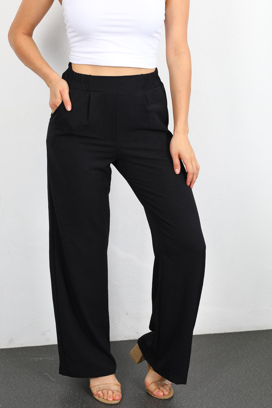 Bol Paça Ayrobin Siyah Kadın Pantolon - 4