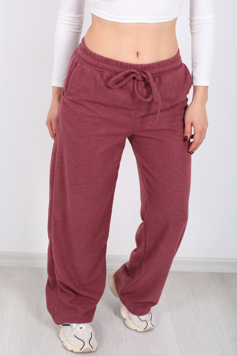 Bol Paça Beli Lastikli Gül Kurusu Kadın Pantolon - 2