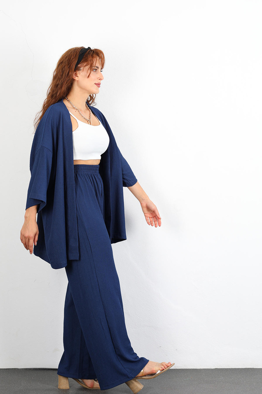 Bol Paça Lacivert Kimono Kadın Takım - 5