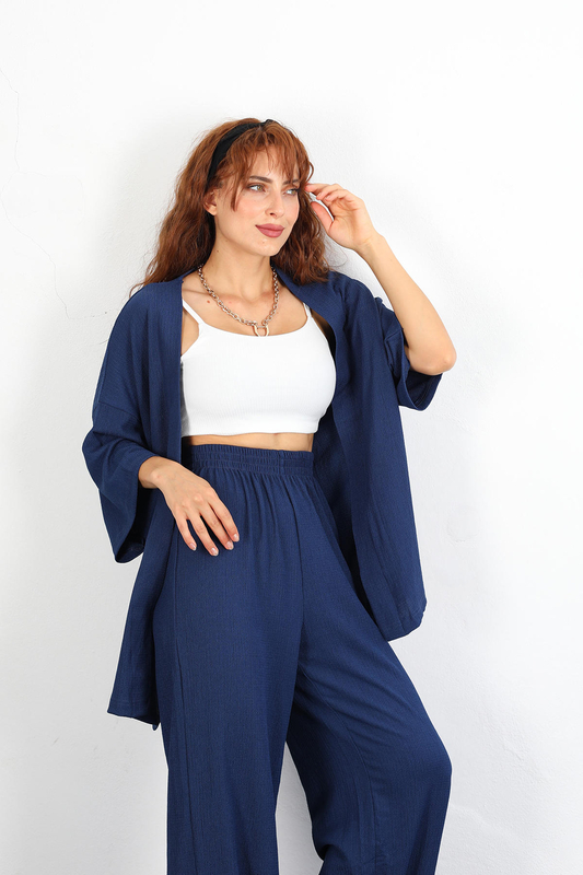 Bol Paça Lacivert Kimono Kadın Takım - 3
