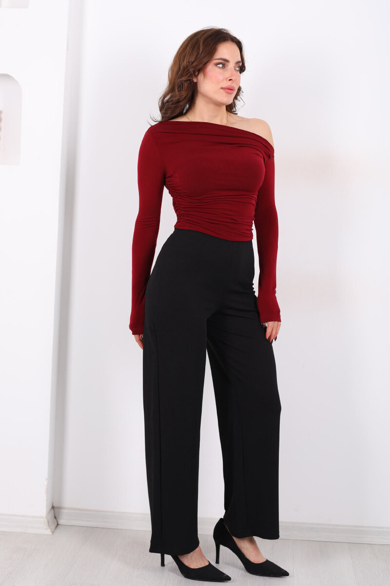 Bol Paça Siyah Kadın Krep Pantolon - 6