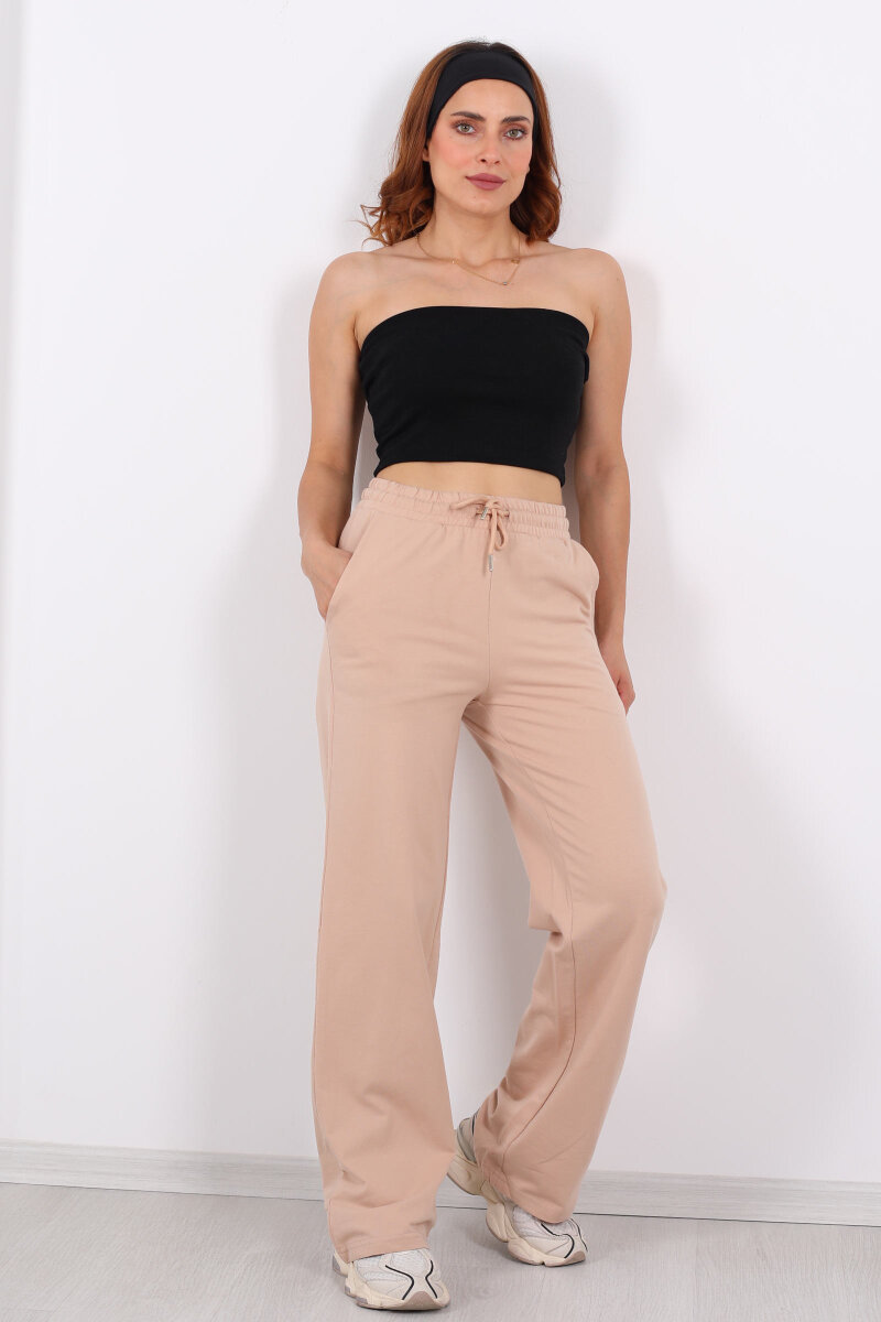 Boru Paça Basic Bej Kadın Eşofman Altı - 1