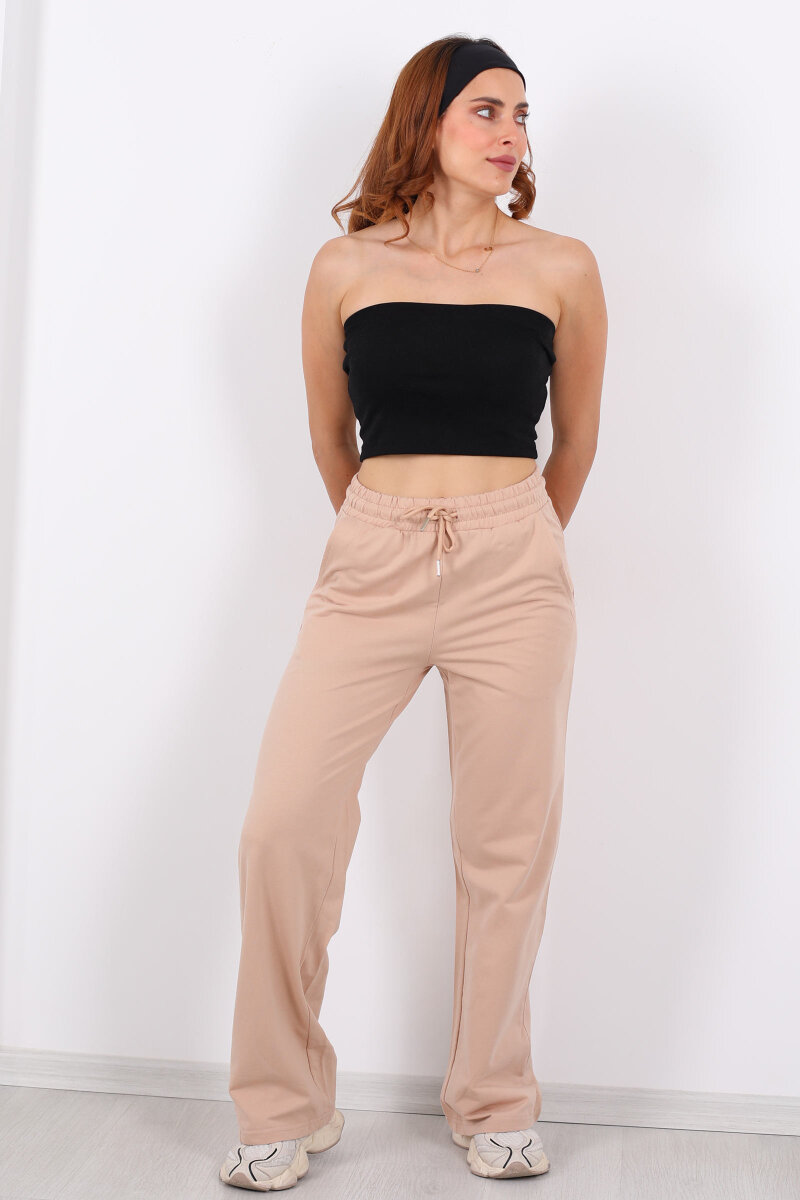 Boru Paça Basic Bej Kadın Eşofman Altı - 3