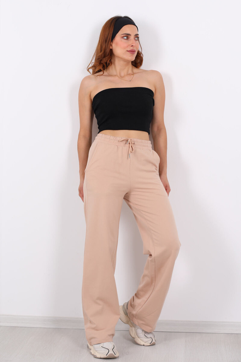 Boru Paça Basic Bej Kadın Eşofman Altı - 6