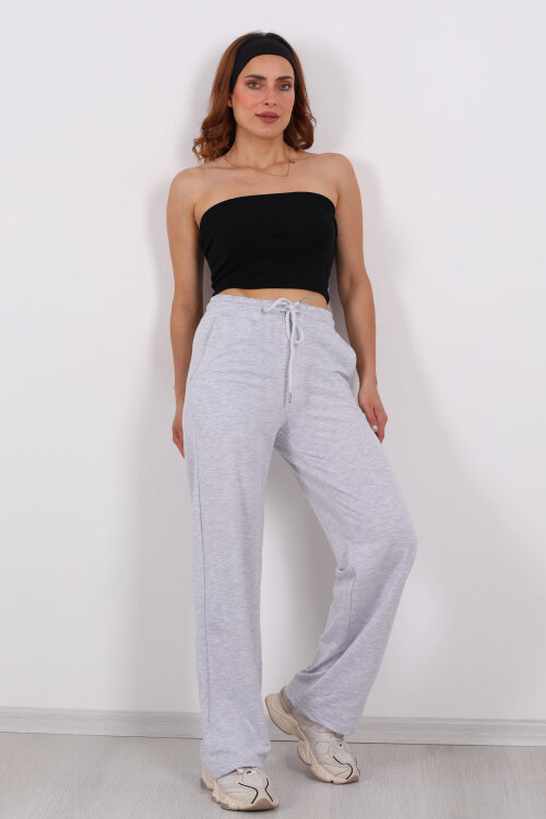 Boru Paça Basic Gri Kadın Eşofman Altı - 4