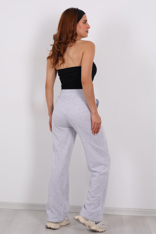 Boru Paça Basic Gri Kadın Eşofman Altı - 5