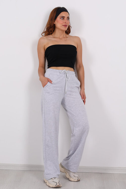 Boru Paça Basic Gri Kadın Eşofman Altı - 3