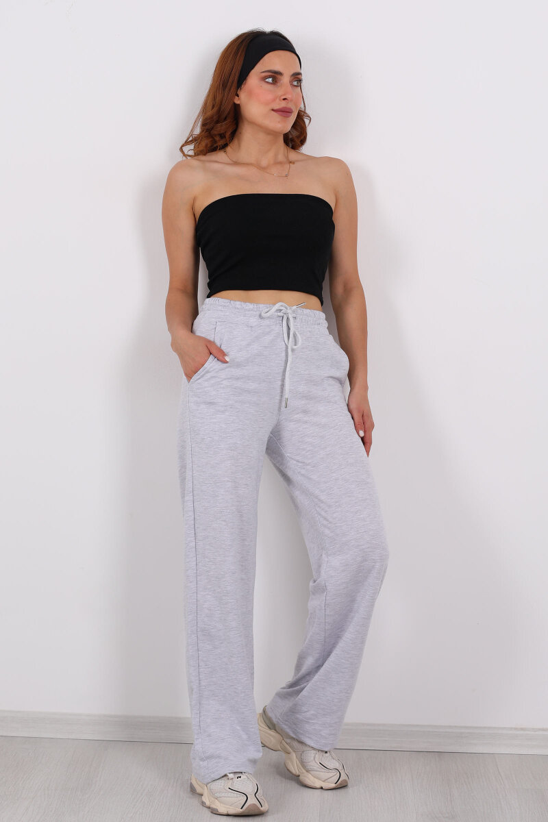 Boru Paça Basic Gri Kadın Eşofman Altı - 3