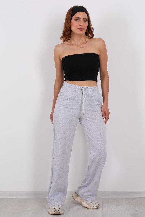 Boru Paça Basic Gri Kadın Eşofman Altı - 6