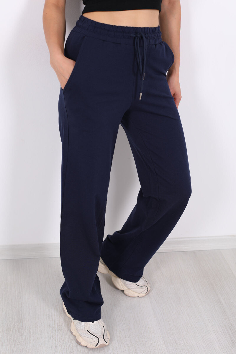 Boru Paça Basic Lacivert Kadın Eşofman Altı - 2