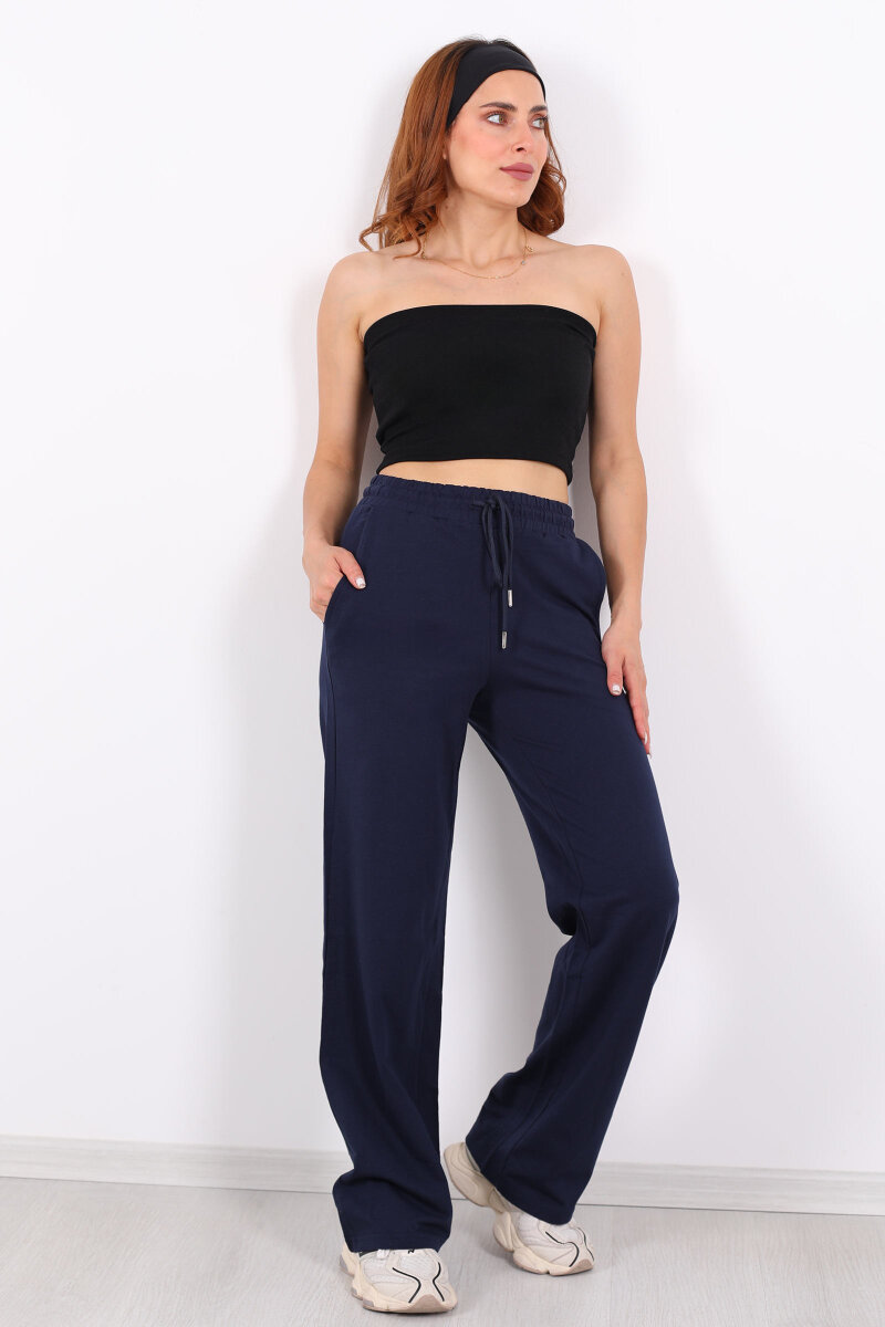 Boru Paça Basic Lacivert Kadın Eşofman Altı - 4