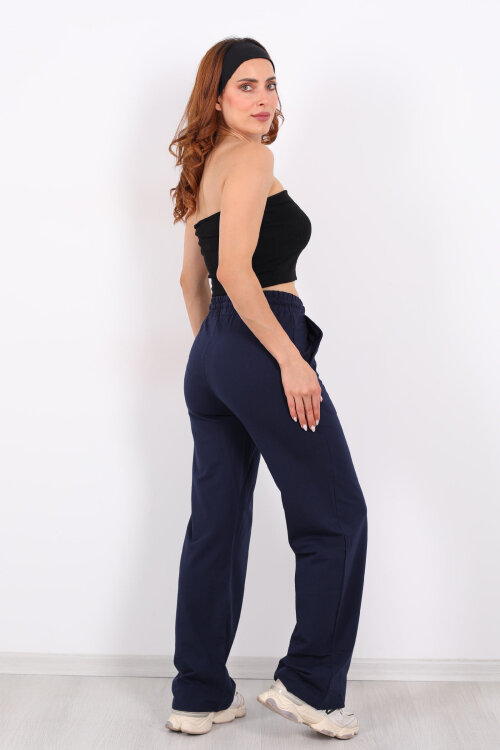 Boru Paça Basic Lacivert Kadın Eşofman Altı - 5