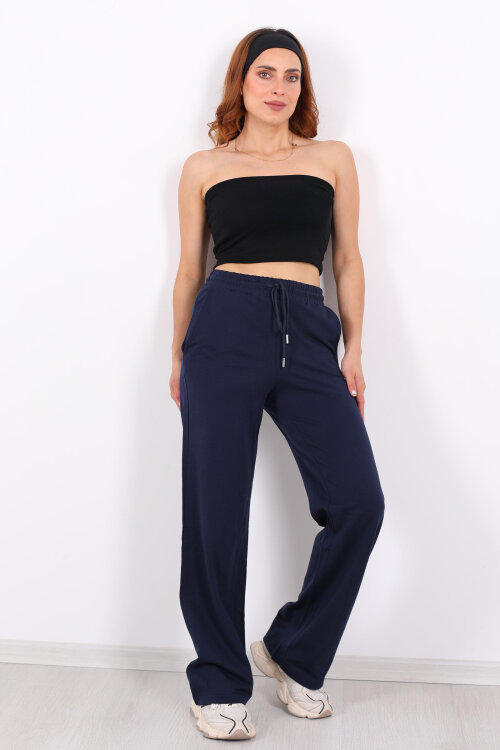 Boru Paça Basic Lacivert Kadın Eşofman Altı - 3