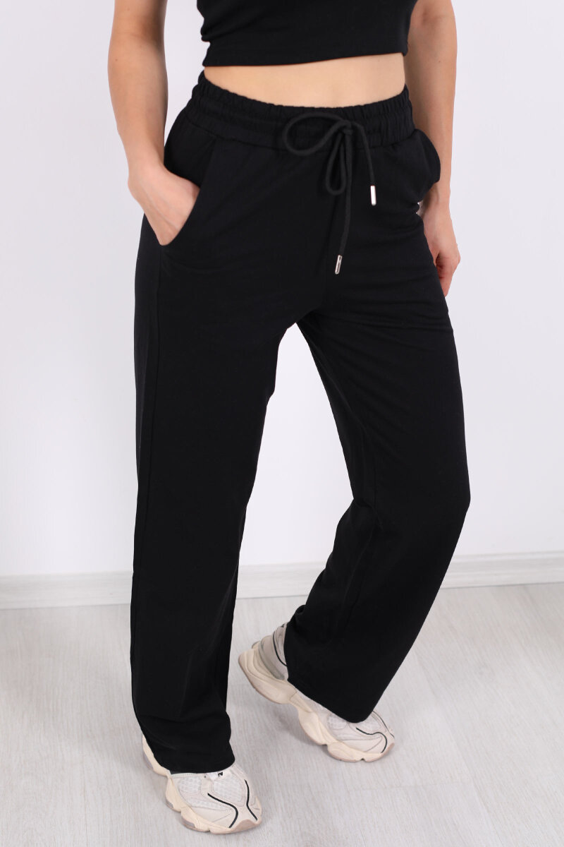 Boru Paça Basic Siyah Kadın Eşofman Altı - 2