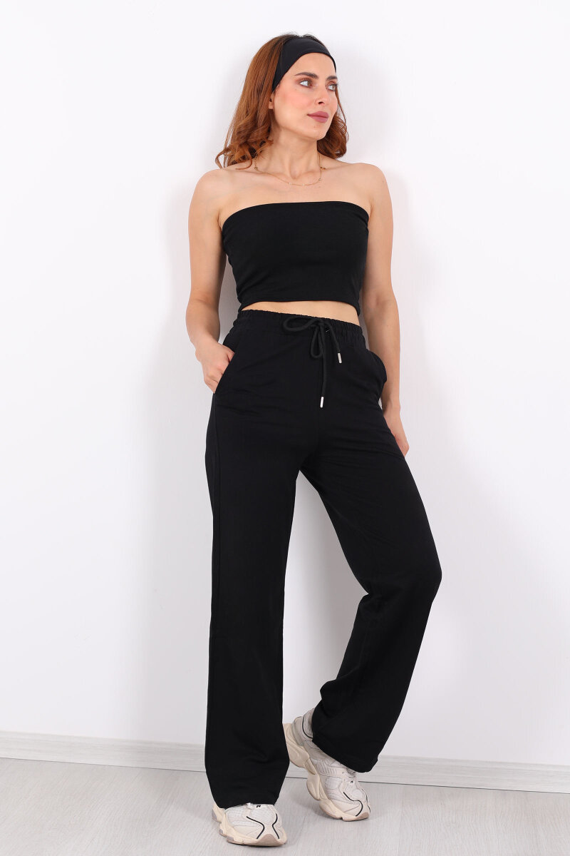 Boru Paça Basic Siyah Kadın Eşofman Altı - 1