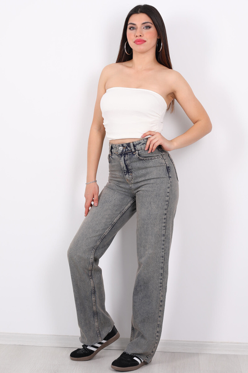 Boru Paça Tint Kadın Straight Paça Kesik Kot Pantolon - 4