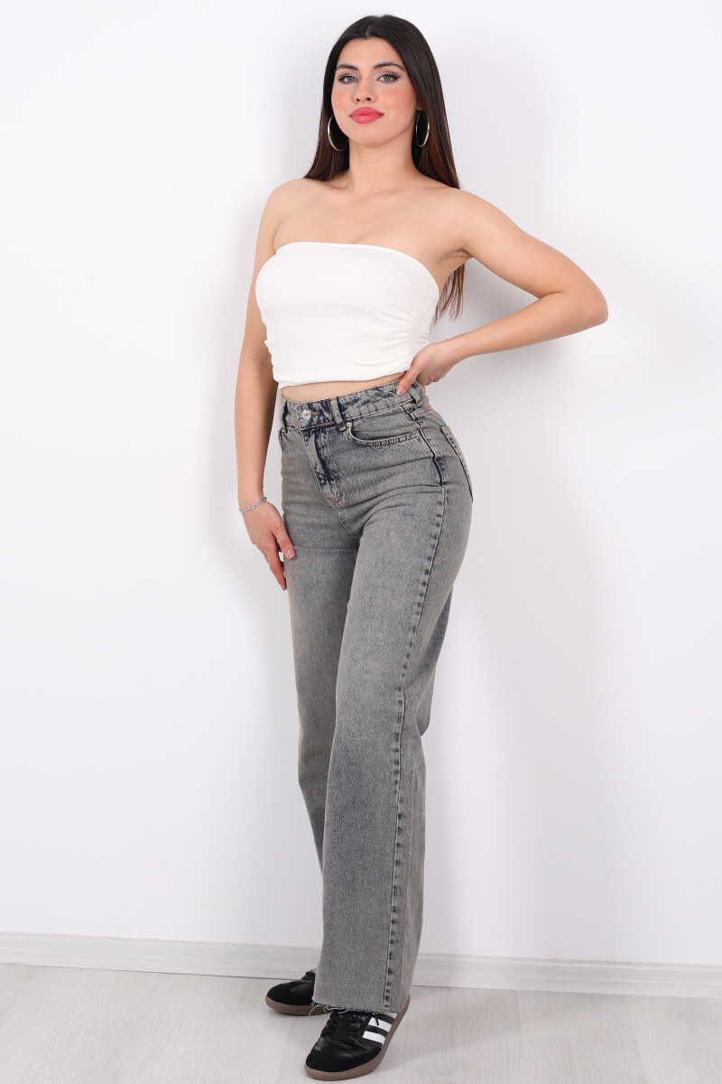 Boru Paça Tint Kadın Straight Paça Kesik Kot Pantolon - 3