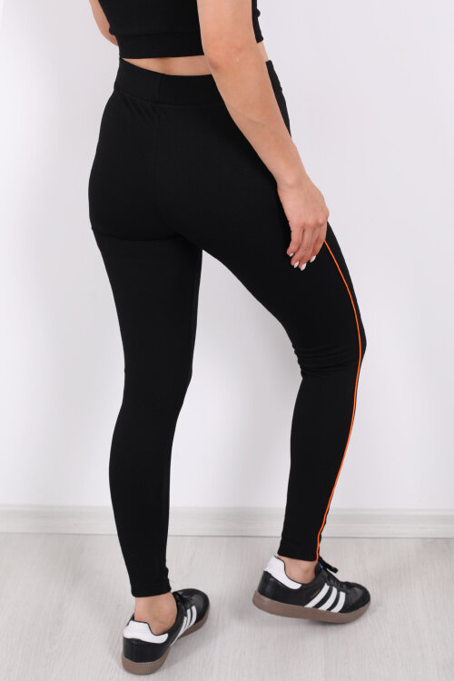 Boydan Turuncu Şeritli Siyah Çelik Tayt - 5