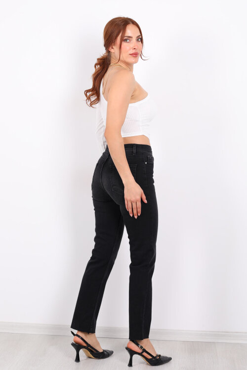 Boyfit Füme Yıkamalı Kadın Mom Pantolon - 5