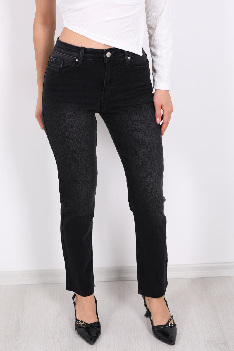 Boyfit Füme Yıkamalı Kadın Mom Pantolon - 2