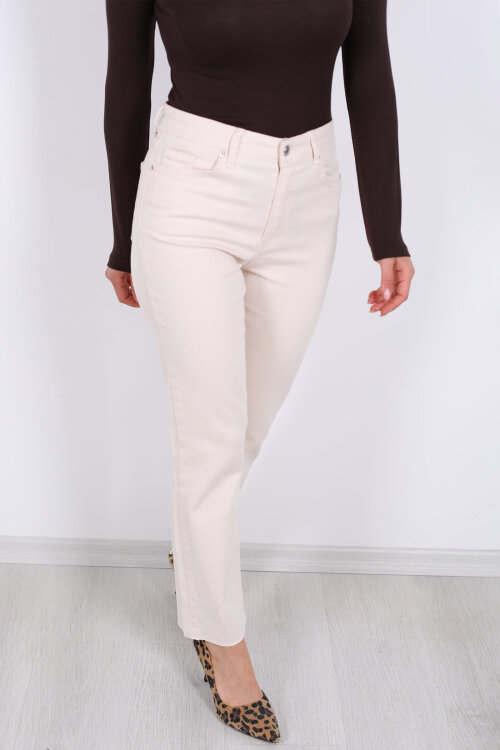 Boyfit Krem Kadın Mom Pantolon - Berox (1)