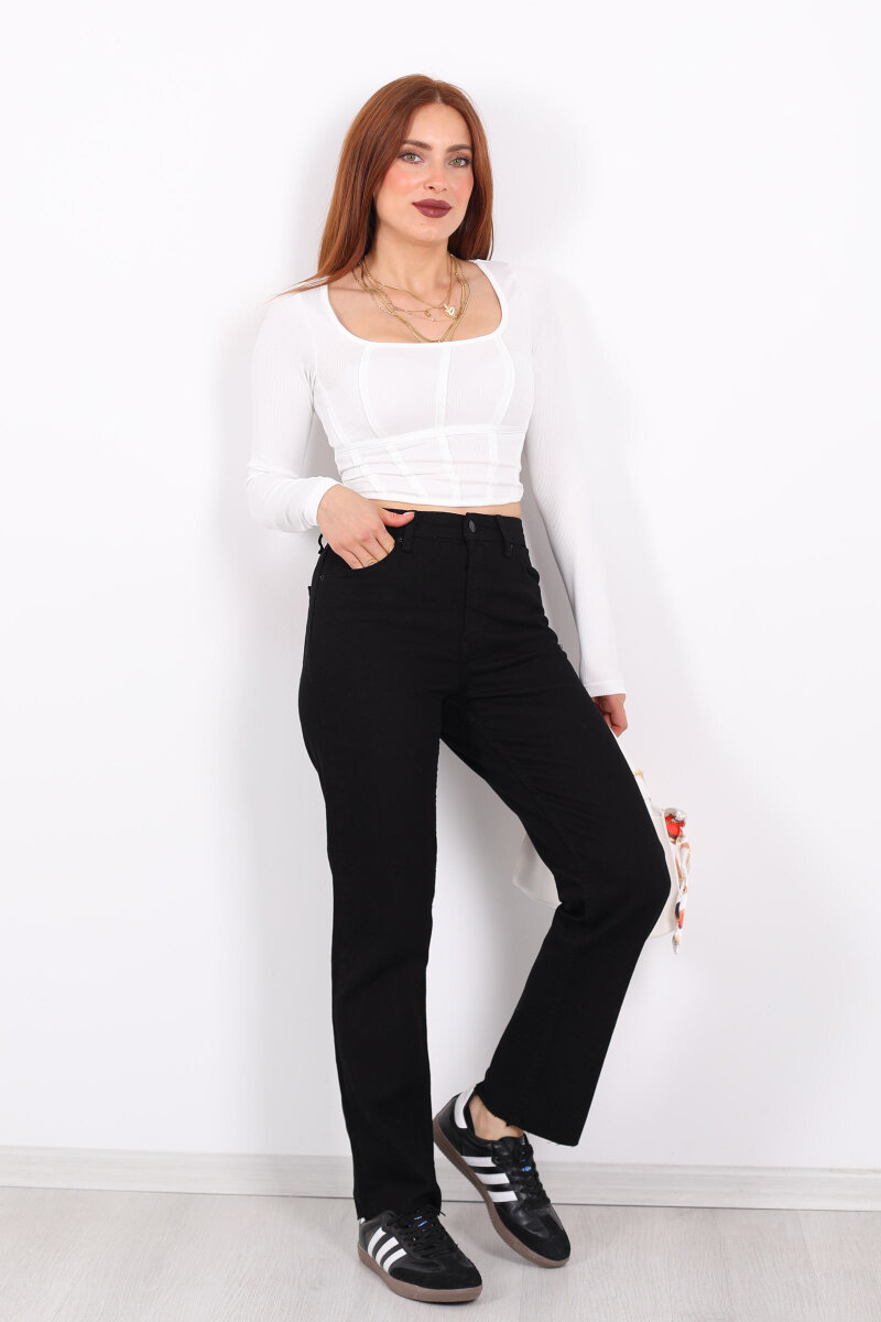 Boyfit Siyah Kadın Mom Pantolon - 1