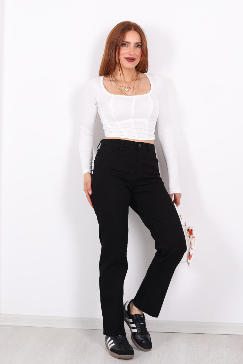 Boyfit Siyah Kadın Mom Pantolon - 4