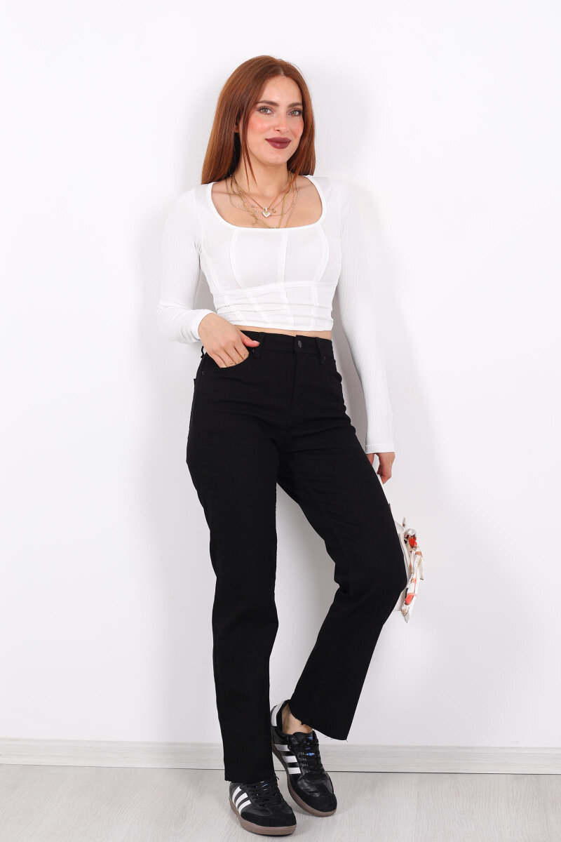 Boyfit Siyah Kadın Mom Pantolon - 6