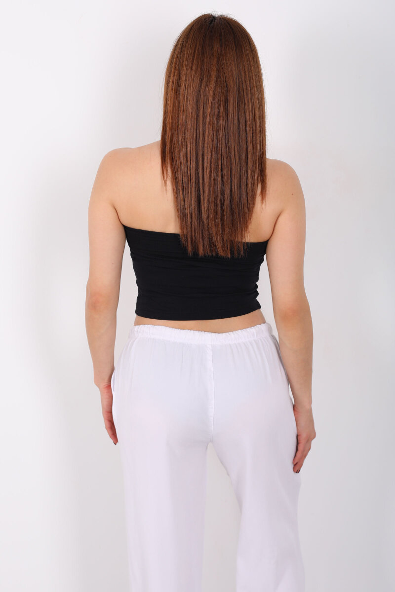 Boyundan Geçirmeli Kadın Siyah Crop Top - 5