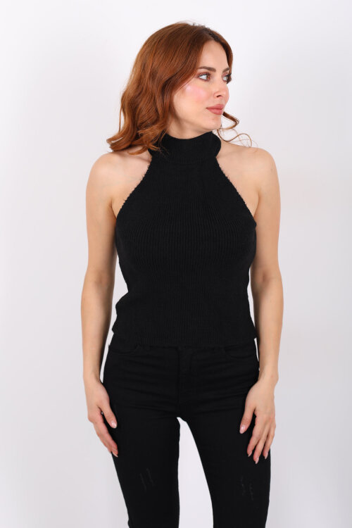 Boyundan Geçirmeli Siyah Kadın Triko Hırka Takım - 4