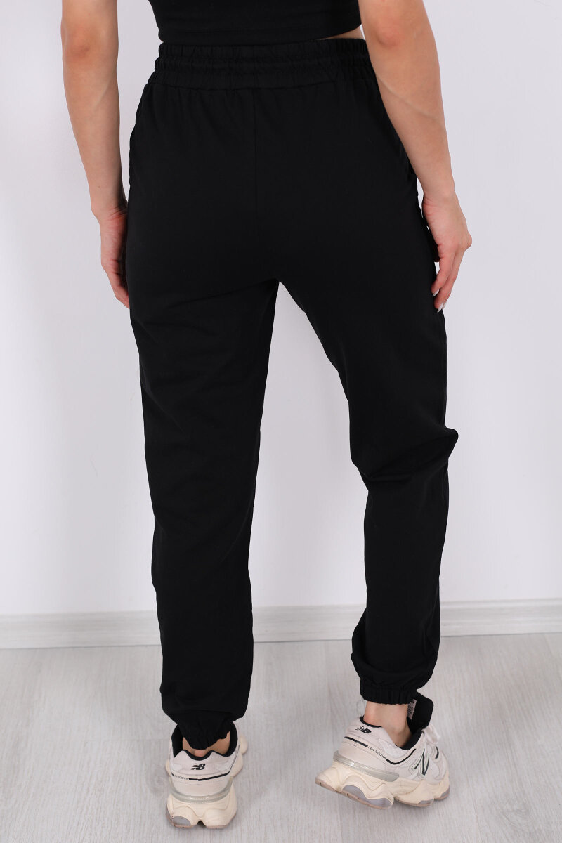 Brooklyn Baskılı Paça Lastikli Siyah Kadın Eşofman - 5