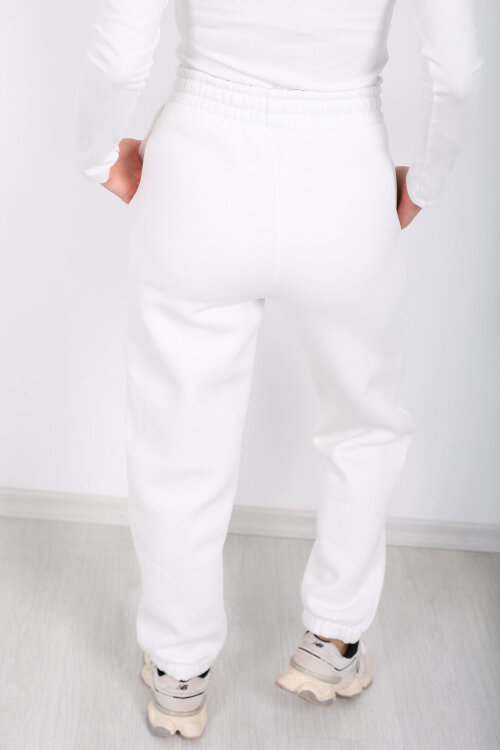 California Yazılı Paça Lastikli Üç İplik Ekru Kadın Eşofman Altı - 5