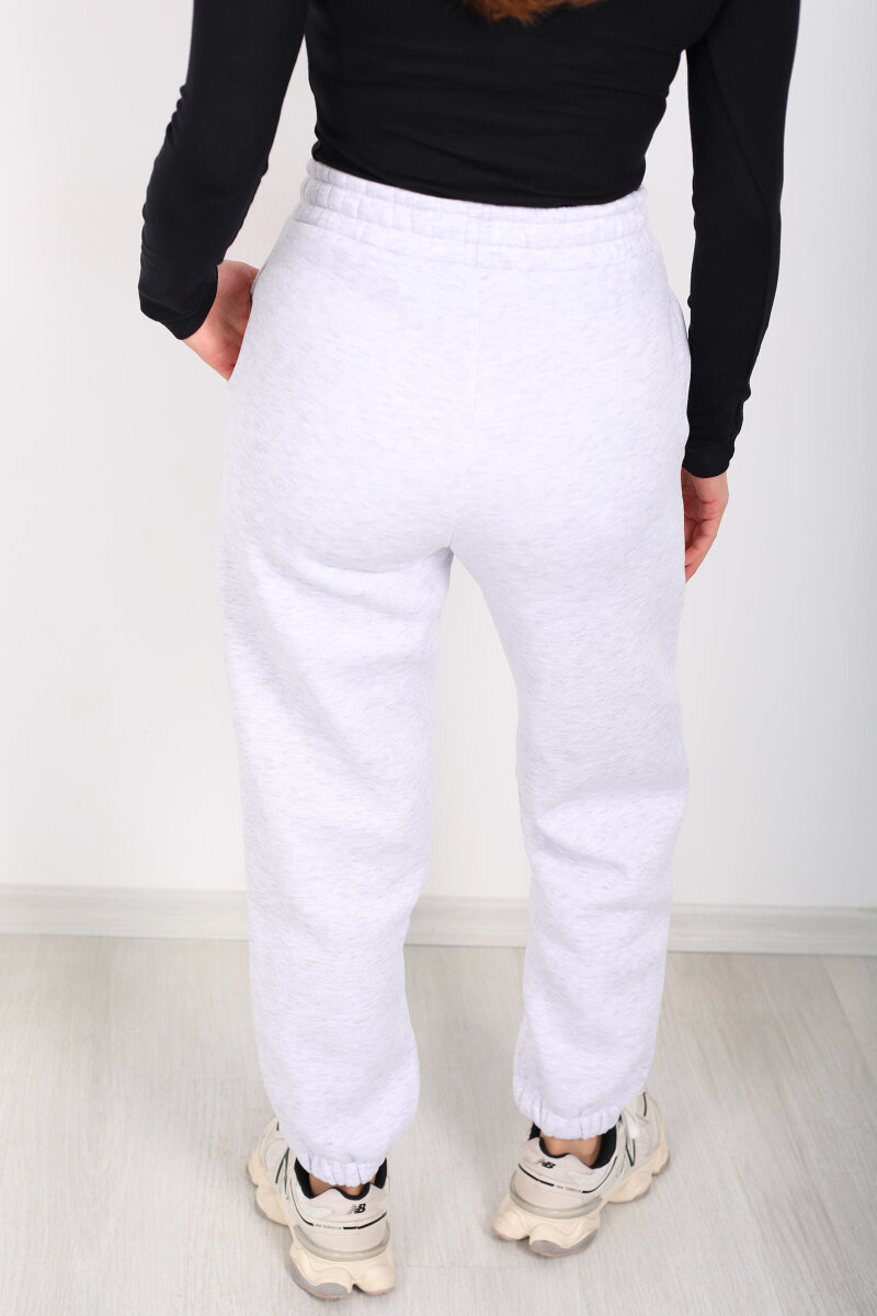 California Yazılı Paça Lastikli Üç İplik Gri Kadın Eşofman Altı - 5