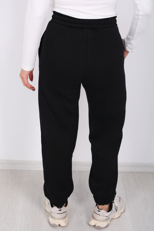 California Yazılı Paça Lastikli Üç İplik Siyah Kadın Eşofman Altı - 5