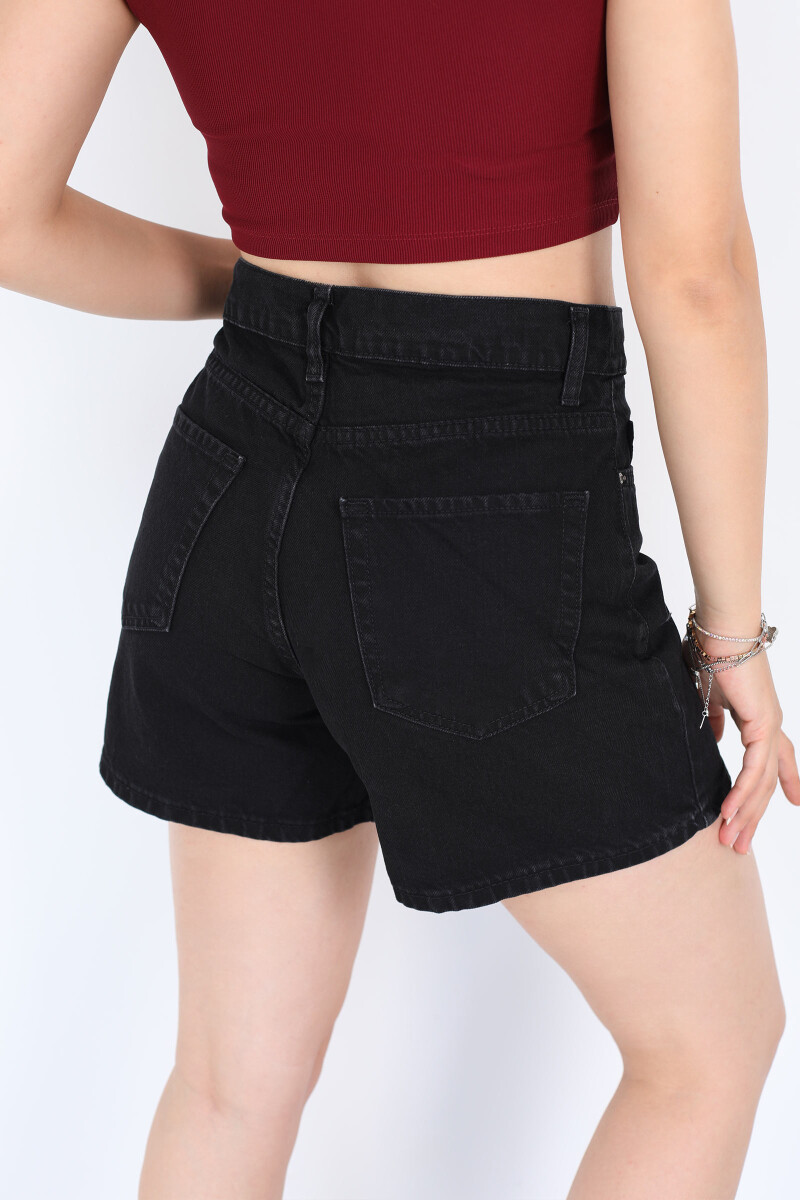 Cepli Mini Siyah Kot Kadın Şort - 5