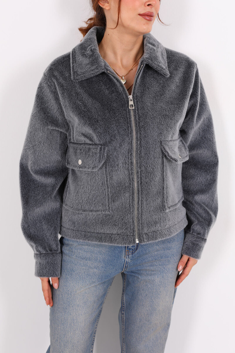 Çift Cepli Antrasit Kadın Fox Ceket - 2