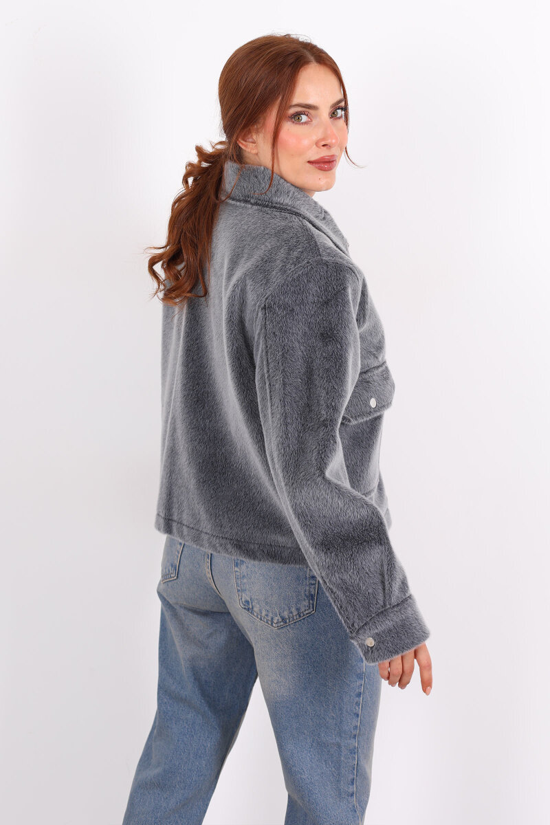 Çift Cepli Antrasit Kadın Fox Ceket - 6