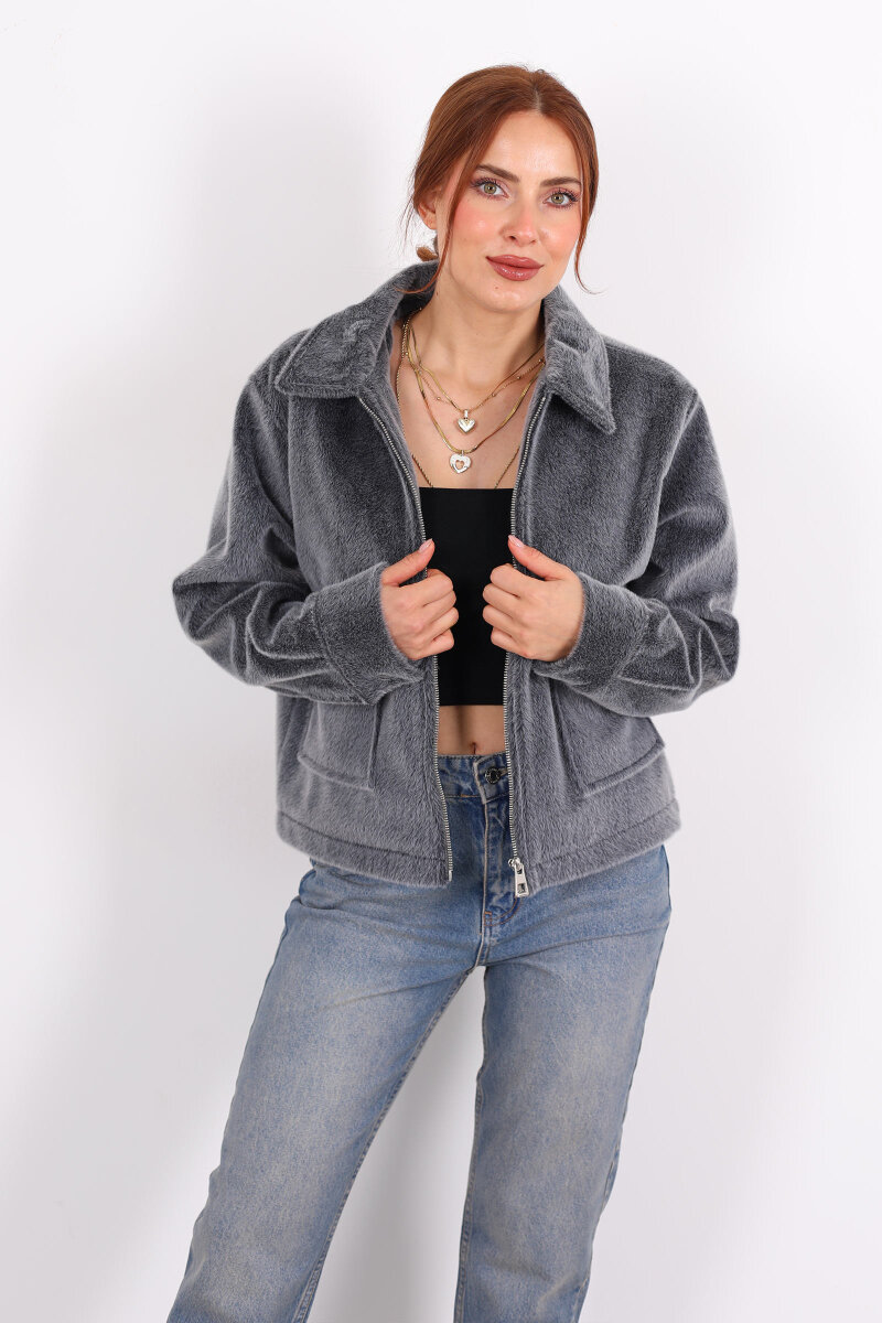 Çift Cepli Antrasit Kadın Fox Ceket - 3