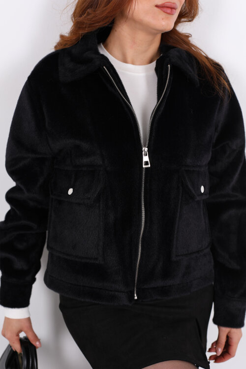 Çift Cepli Siyah Kadın Fox Ceket - Berox (1)