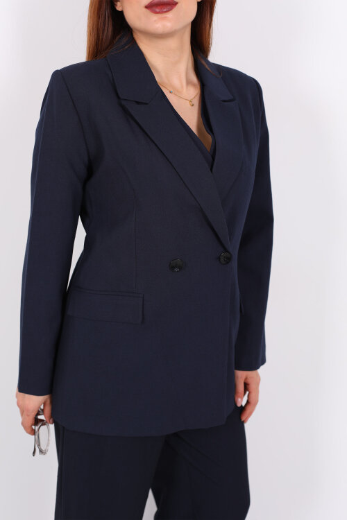 Çift Düğmeli Lacivert Kadın Blazer Ceket - Berox (1)