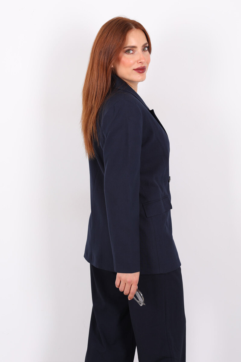 Çift Düğmeli Lacivert Kadın Blazer Ceket - 5