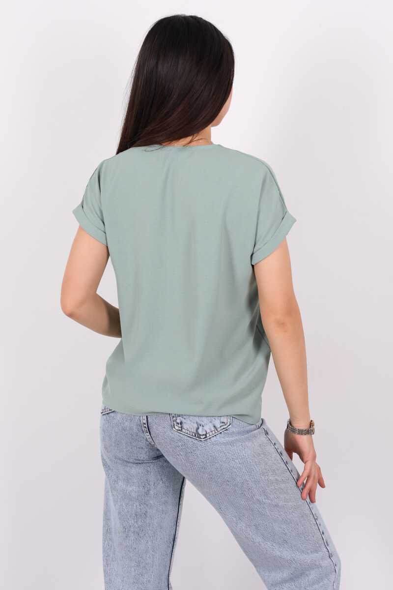 Çift Düğmeli Mint Yeşili Kadın Bluz - 6