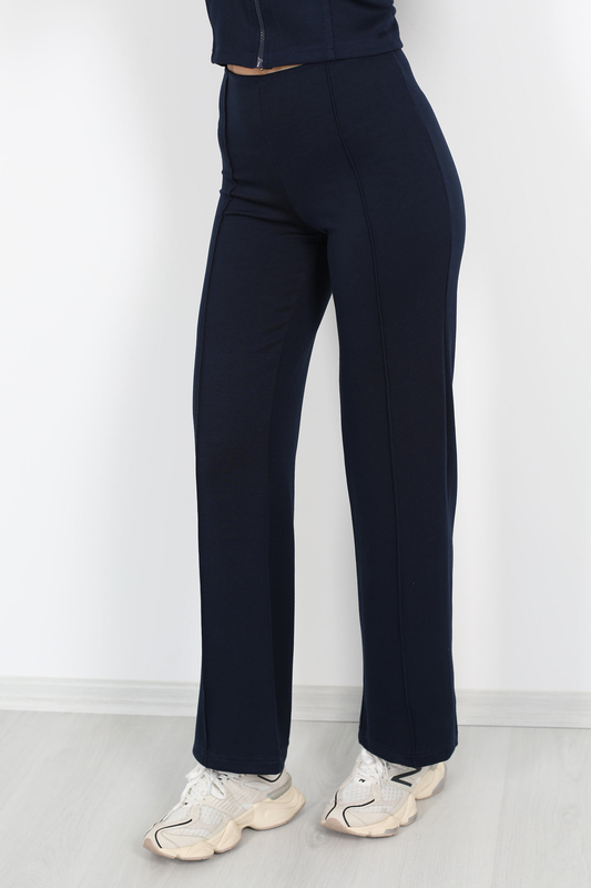 Çimalı Bol Paça Lacivert Kadın Modal Pantolon - 4