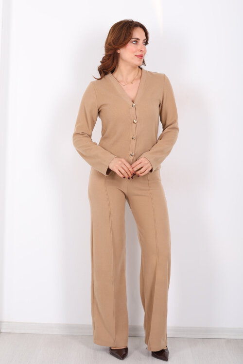 Çimalı Gold Düğmeli Vizon Kadın Selanik Takım - 3