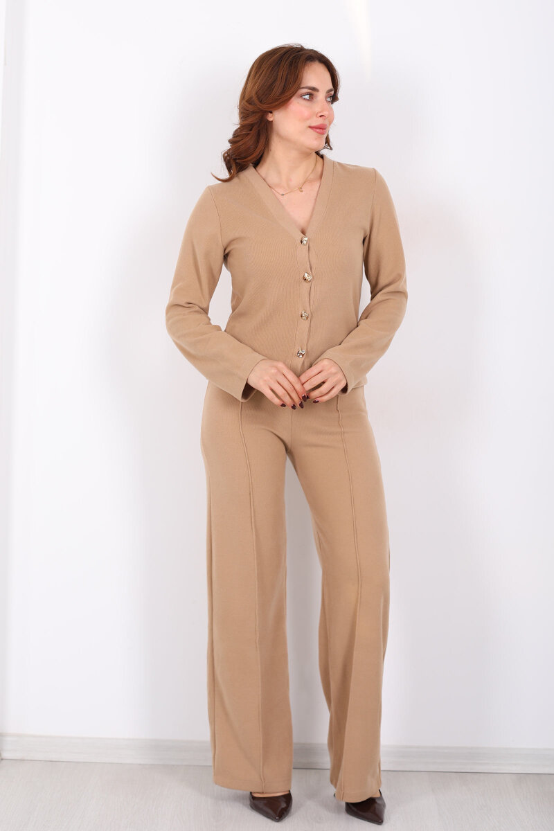 Çimalı Gold Düğmeli Vizon Kadın Selanik Takım - 3