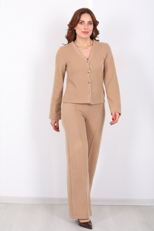 Çimalı Gold Düğmeli Vizon Kadın Selanik Takım - 6