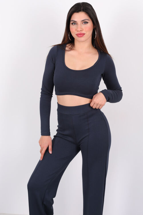 Çimalı Modal Pantolon - Crop Antrasit Kadın Takım - 3