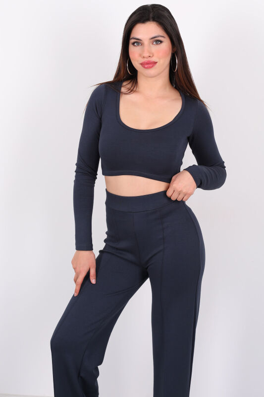 Çimalı Modal Pantolon - Crop Antrasit Kadın Takım - 3