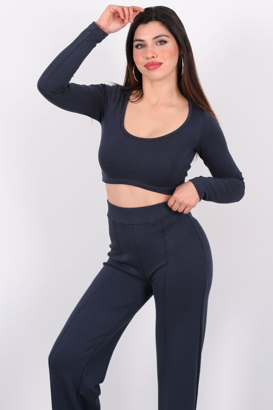 Çimalı Modal Pantolon - Crop Antrasit Kadın Takım - 6