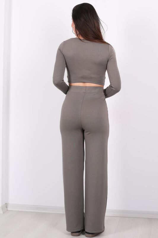 Çimalı Modal Pantolon - Crop Haki Kadın Takım - 6